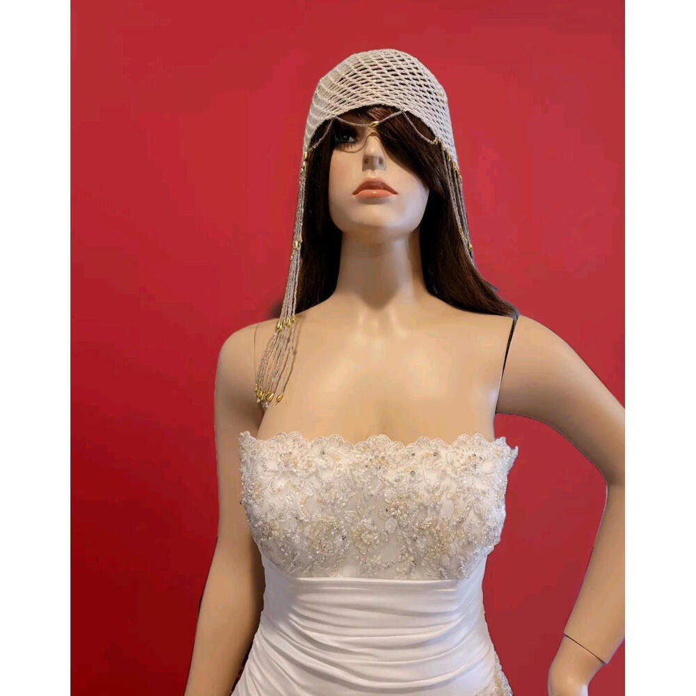 MAGGIE SOTTERO HAUTE COUTURE Designer Duchess Wedding White Dress Size 10